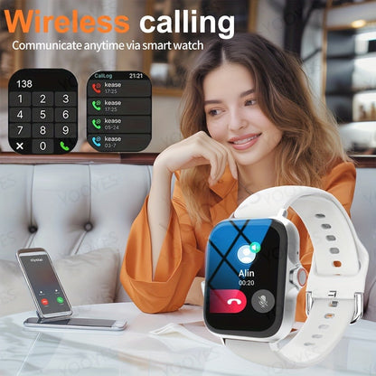 Smart Watch Square Display with Wireless Calling, 100+ Sport Modes and Black or Silver Band Options