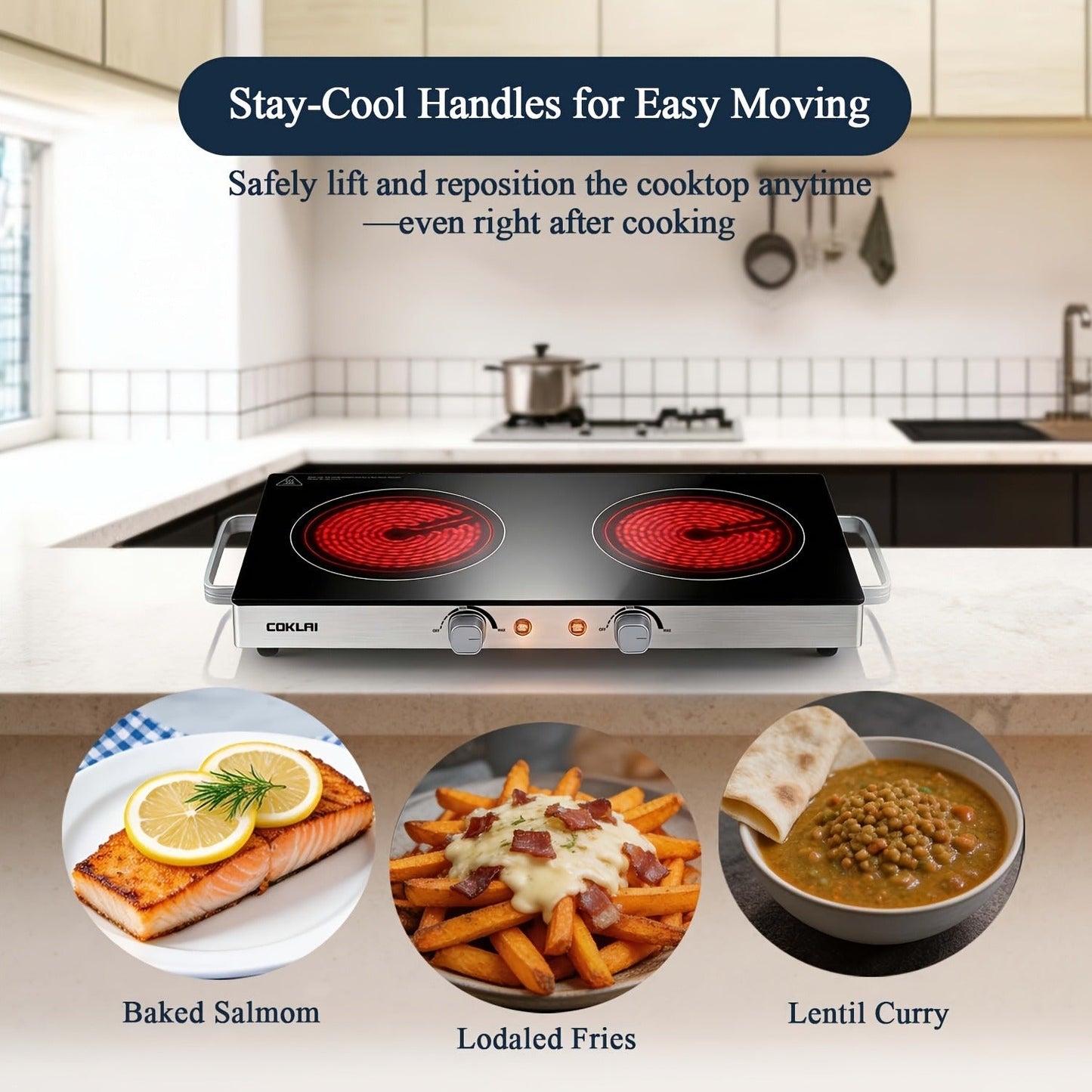 Portable Electric Stove Stainless Steel Single Burner Hot Plate with Temperature Control Easy Clean for Kitchen Dorm Camping RV Office Countertop Cooking 1000W