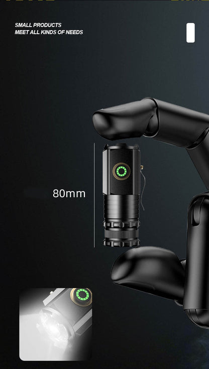 Flashlight 2000-Lumen Mini EDC Torch with Type-C Charging, Tail Magnet and Four Battery-Body Options