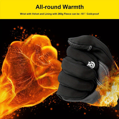 Two-Pair Full-Finger Winter Gloves in Black or Gray with Complete S, M, L, XL and XXL Size Grid