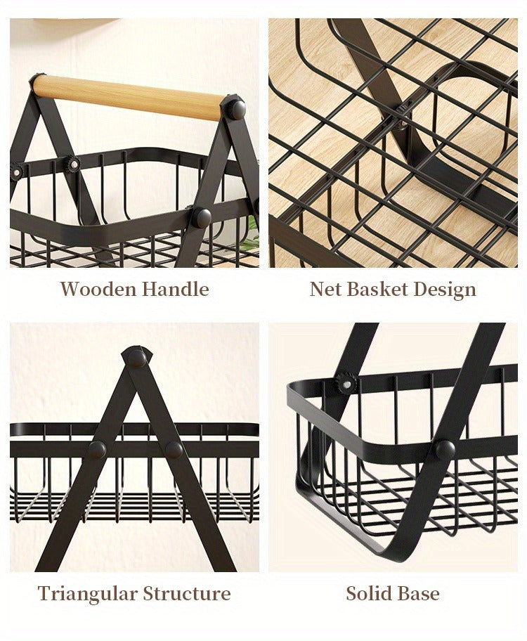Fruit Basket Countertop 2-Tier Wire Organizer | Kitchen Storage Rack for Fruits Vegetables Bread