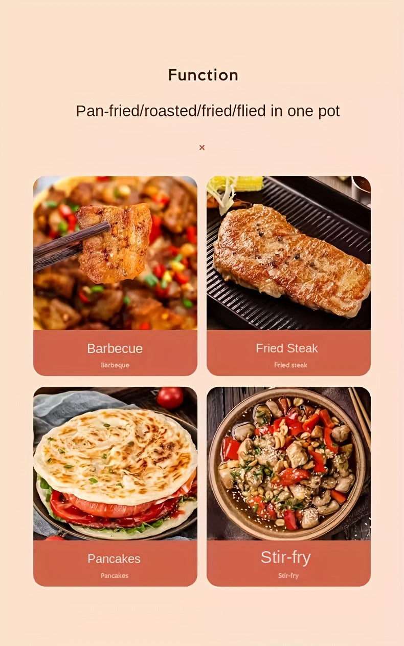 Electric Grill Pan Smokeless Indoor BBQ Non-Stick Griddle with Adjustable Temperature Control for Home Kitchen and Party