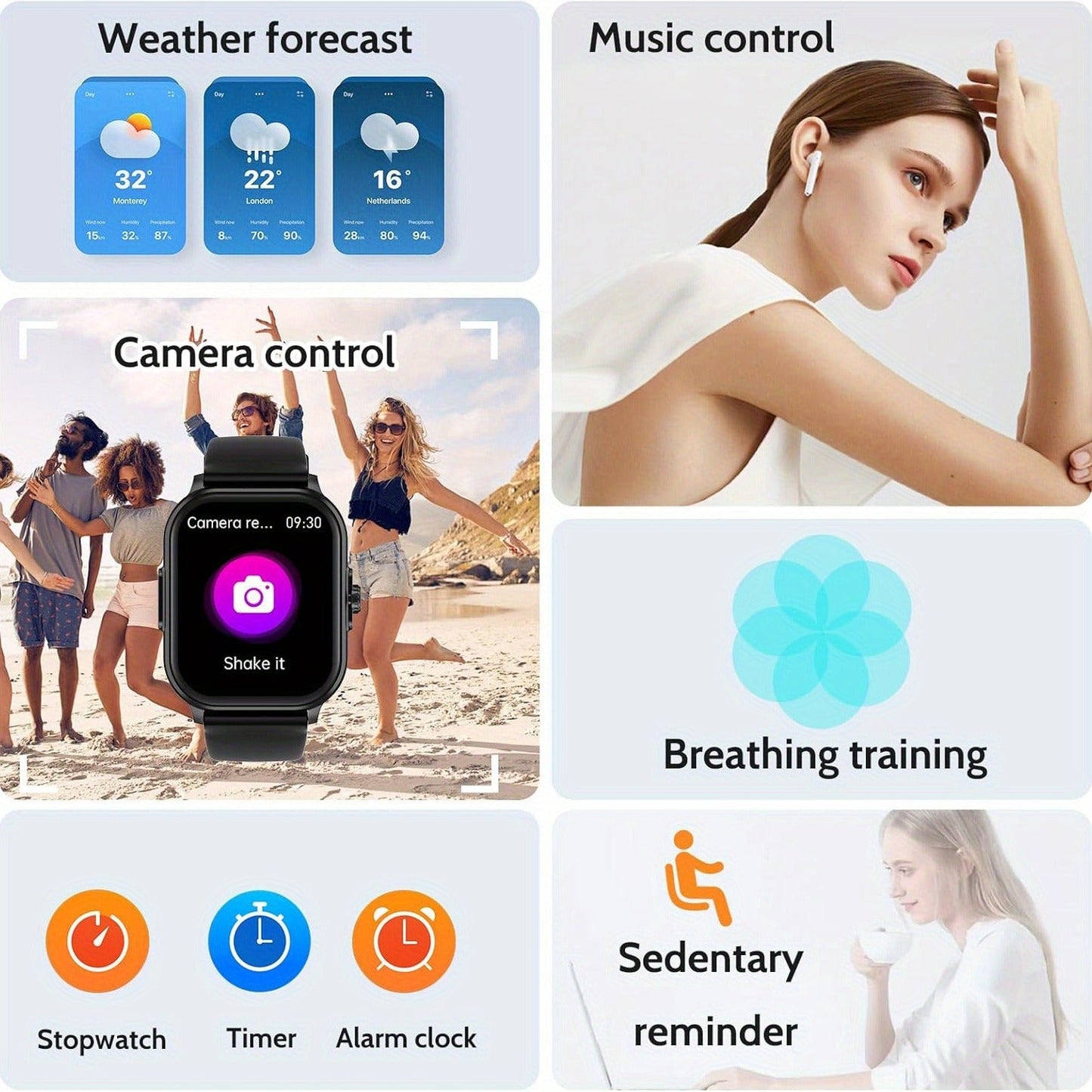 Smart Watch 2.01-Inch Display with Bluetooth 5.1 Calling, 280mAh Battery and Black or Pink Band