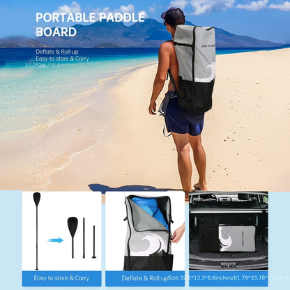 120 x 30 x 6-Inch Inflatable Stand-Up Paddle Board with Two-Plus-One Fin Setup and Six Design Options