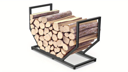 2.58-Foot Firewood Rack with Raised Metal Frame, Open Ends and Four Adjustable Leveling Feet