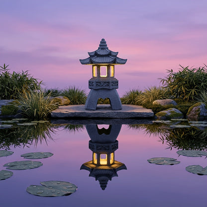 Solar Pyramid Light Sculpture – Outdoor Zen Garden Decor