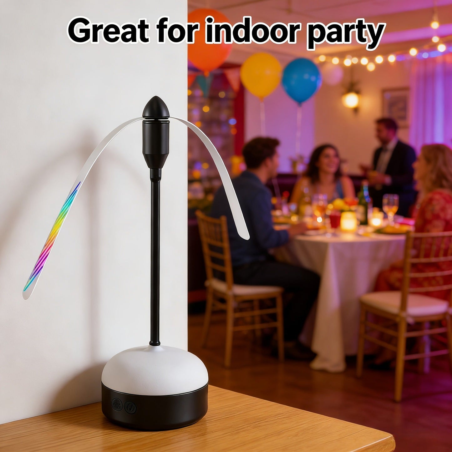 Desktop Reflective-Blade Fan Pest Control Device with Amber Light, Flexible Neck and USB Power for Tabletop Use