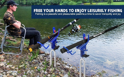 Fishing Rod Holder Ground Stake 360° Adjustable 2pcs Set, Heavy Duty Shore & Beach Rod Bracket Stand for Surf Fishing, Bank Fishing & Outdoor Angling, Reinforced Pole Support Holder
