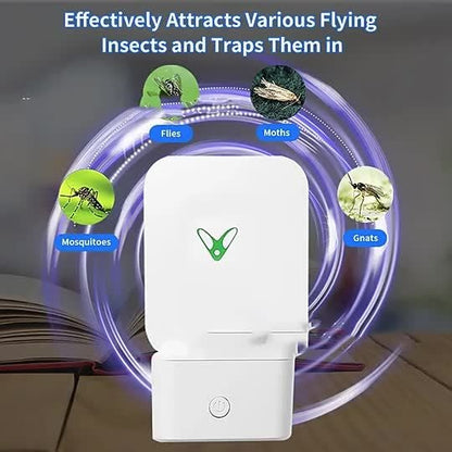 Plug-In Flying Insect Trap Pest Control Device with UV Light, Sticky Boards and 10 or 20 Pad Options for Indoor Use