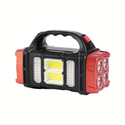 Flashlight Solar and USB-C Rechargeable 2-Pack with Four Front LEDs, Side COB Light and USB Output