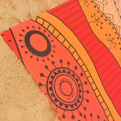 205 x 198cm Picnic Blanket with Orange, Aqua and Black Bohemian Animal Print and Matching Zip Carry Bag