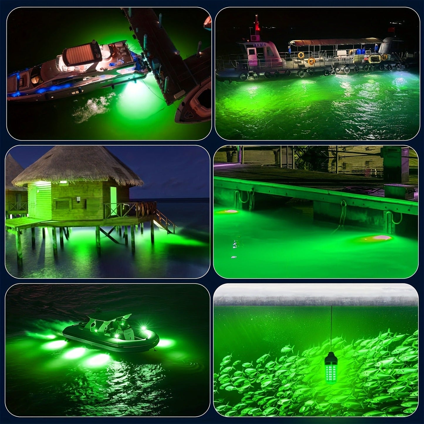 108-LED Underwater Fishing Light with USB Connector, 16.4-Foot Cable and Green or White Options