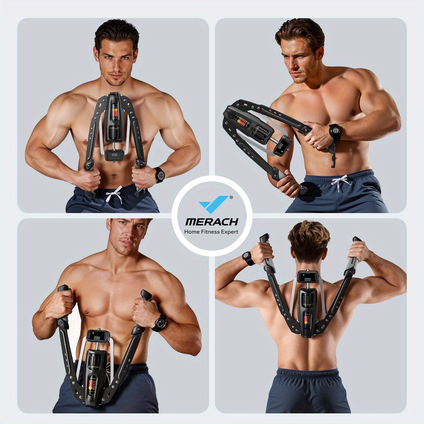 Fitness Equipment Hydraulic Chest Expander with Adjustable 10-200 kg Resistance and Digital Rep Counter