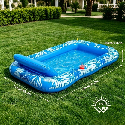 Pool Float Tanning Lounger, 74.8 x 45.2 Inches with Sprinkler Rim, Pillow, Cup Holder and Repair Patches