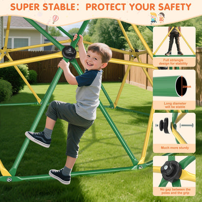 10FT Kids Climbing Dome with Hammock Swing Disc Swing Backyard Jungle Gym Steel Frame Outdoor Play Equipment 1000 LBS Capacity Gift for Boys Girls Ages 3-10