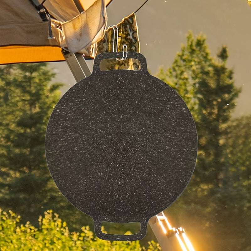 Korean BBQ Grill Pan Cast Iron 3-Piece Set – Non-Stick Portable Fry Pan for Indoor & Outdoor Use | Even Heat, Induction & Gas Compatible | 14.17", 13" & 11.81" for Steak, Pancakes & Camping
