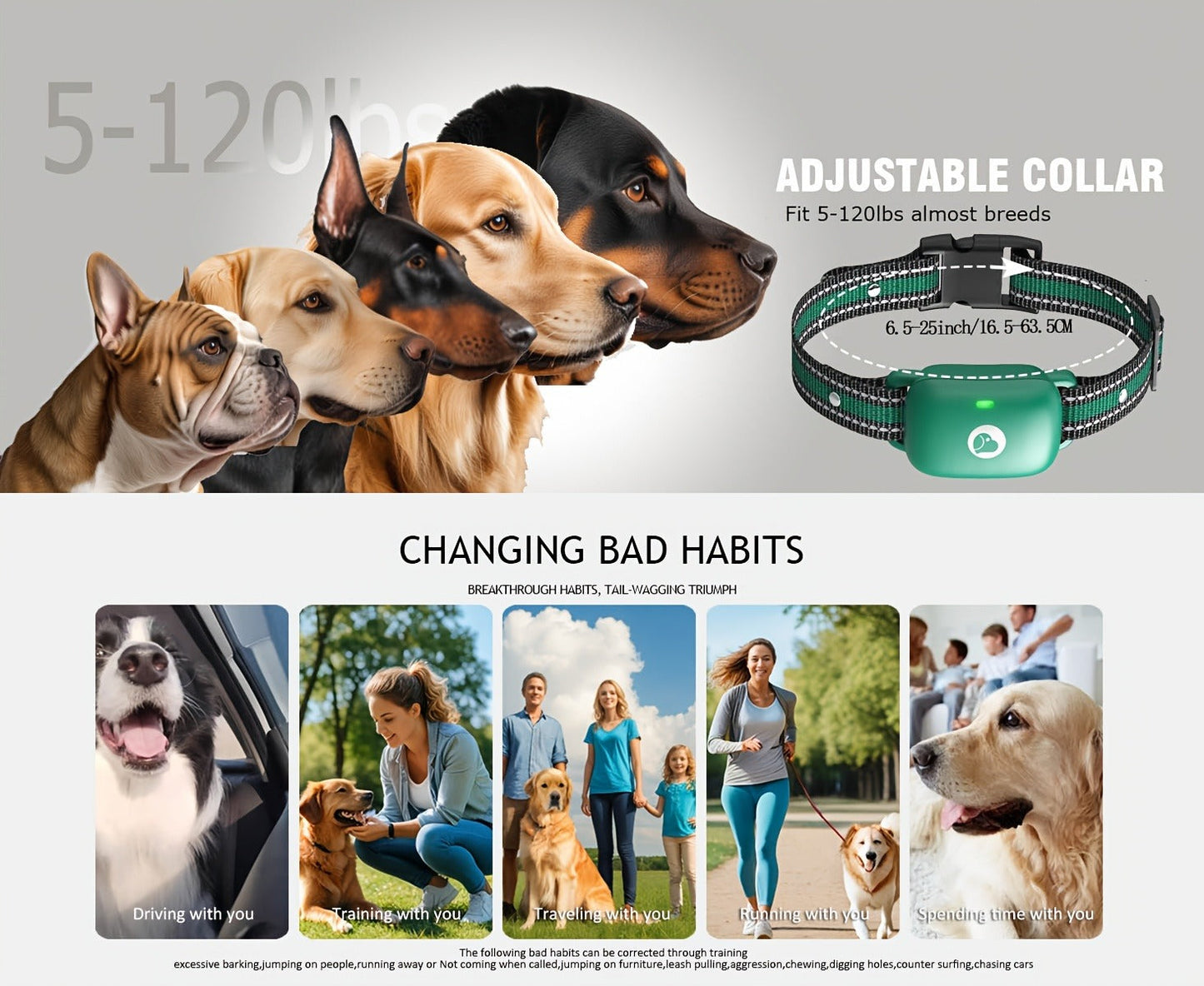 Smart Dog Training Collar with Remote - 3 Training Modes with Training Icons Electric Shock Collar Receiver Function for Large & Medium Dogs 2 Dog or 3 Dog Sets