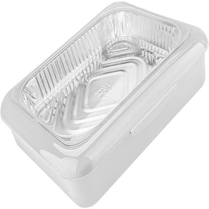 Foil Pan Carrier with Lid 2 in 1 Stackable Food Storage Set BPA Free Dishwasher Safe Portable Casserole Holder for Potluck BBQ Picnic Tailgate Meal Prep Party