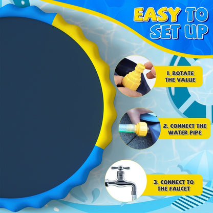 Splash Pad Sprinkler for Kids – Extra Large Inflatable Wading Pool Outdoor Water Play Mat Toy for Toddlers & Children Ages 3+, Thickened Non-Slip