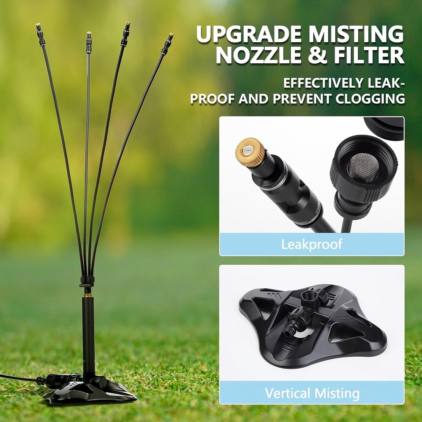 Outdoor Misting System Portable 26.5Ft Mist Cooling Kit with Adjustable Stand for Patio Garden BBQ