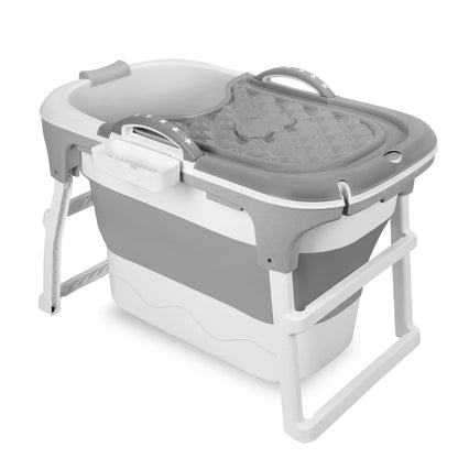 Portable Bathtub for Adults with Insulation Cover & Drainage Pipe – Foldable Hot Tub for Indoor Outdoor Sauna