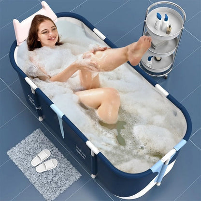 Foldable Bathtub for Adults Portable Inflatable Spa Tub with Massage Jets Indoor Outdoor Ice Bath Cold Plunge Tub with Drain Plug Quick-Fill Valve