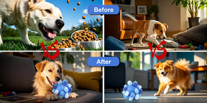 Dog Toy Fabric Snuffle Ball Treat Dispenser and Slow Feeder in Five Colors for Dogs and Puppies
