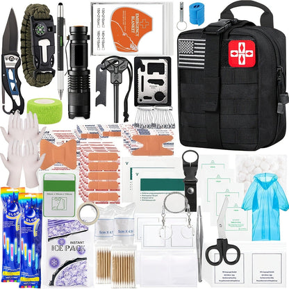 272-Piece Outdoor Tool and First Aid Supply Kits with Crossbody or MOLLE Bags in Four Configurations