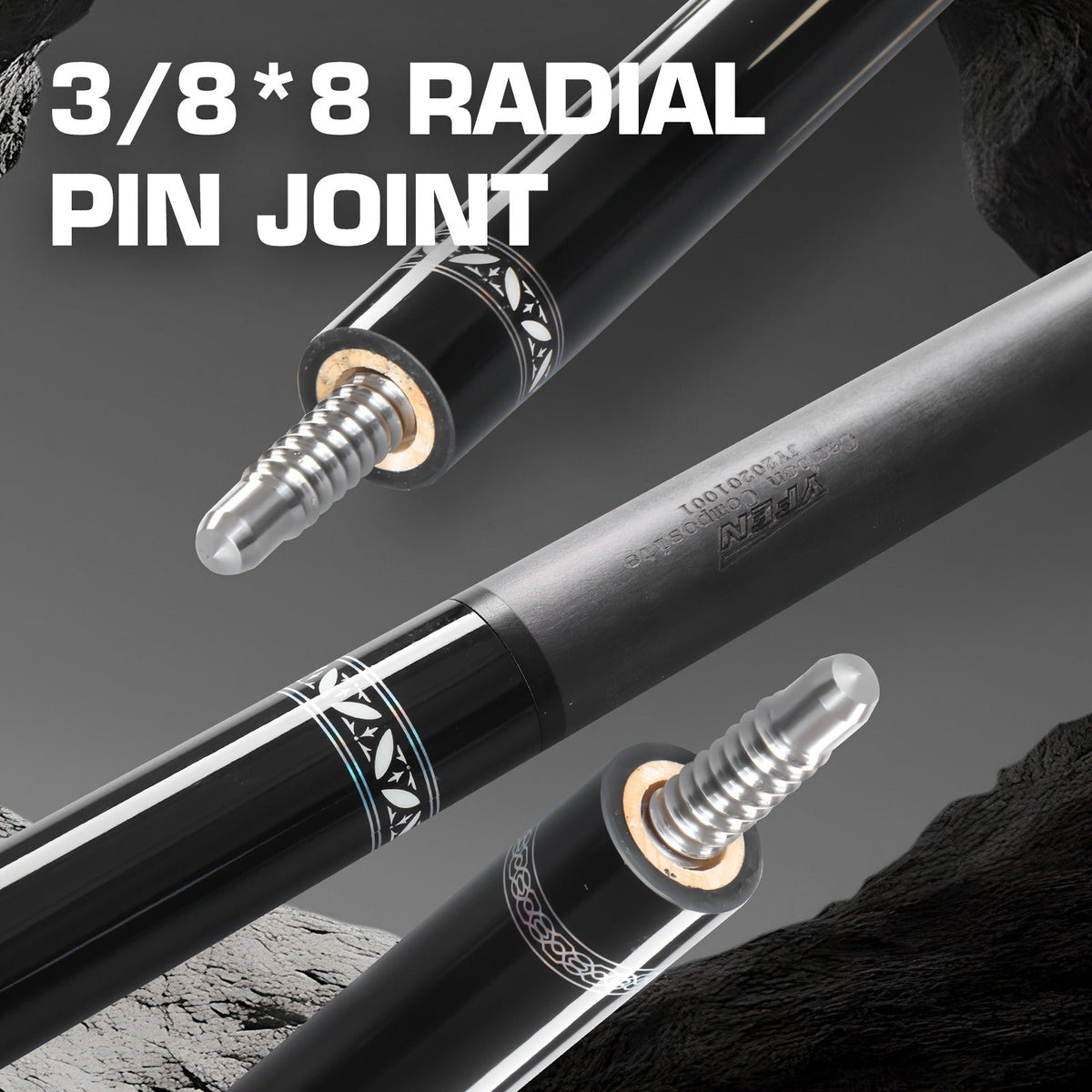 Carbon Fiber Pool Cue Stick Low Deflection Billiard Cue with 11.8mm 12.5mm Tip Pro-Taper Shaft Canadian Maple Butt Extension Compatible Professional Pool Cues for Competitive Play and Tournament Use