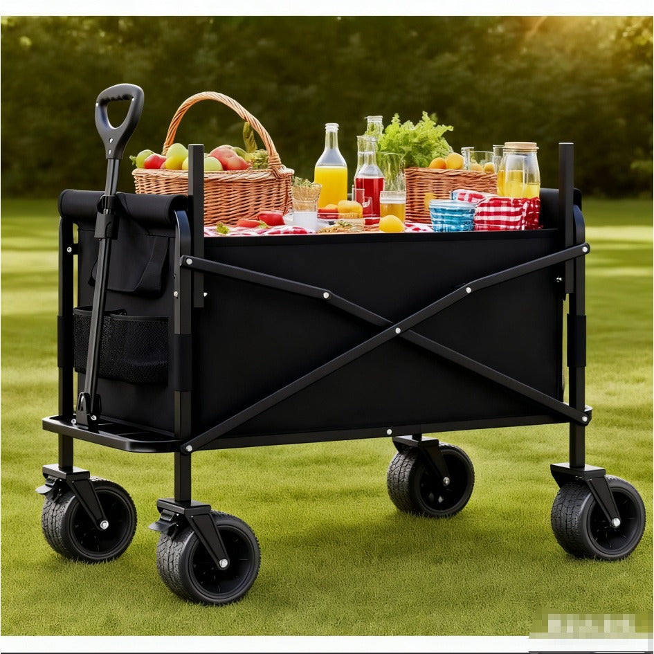 Foldable Utility Wagon Cart 550 lbs – Heavy Duty Collapsible Outdoor Cart with Bench Seat & All-Terrain Wheels