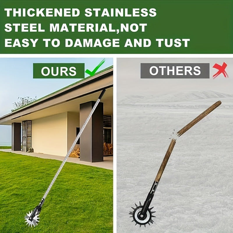 Manual Wheeled Lawn Edger with Rotary Cutting Wheel and Three- or Four-Section Adjustable Handle