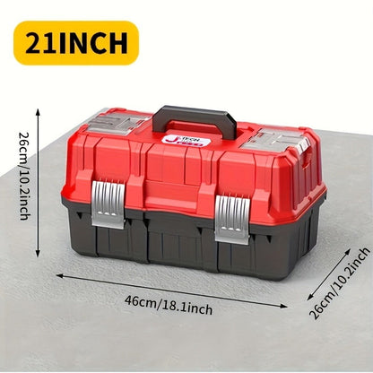 Portable Toolbox Organizer with Tray & Dividers – 17/21 Inch reinforced 3-Layer Folding Tool Storage Box for Home, Garage & Workshop