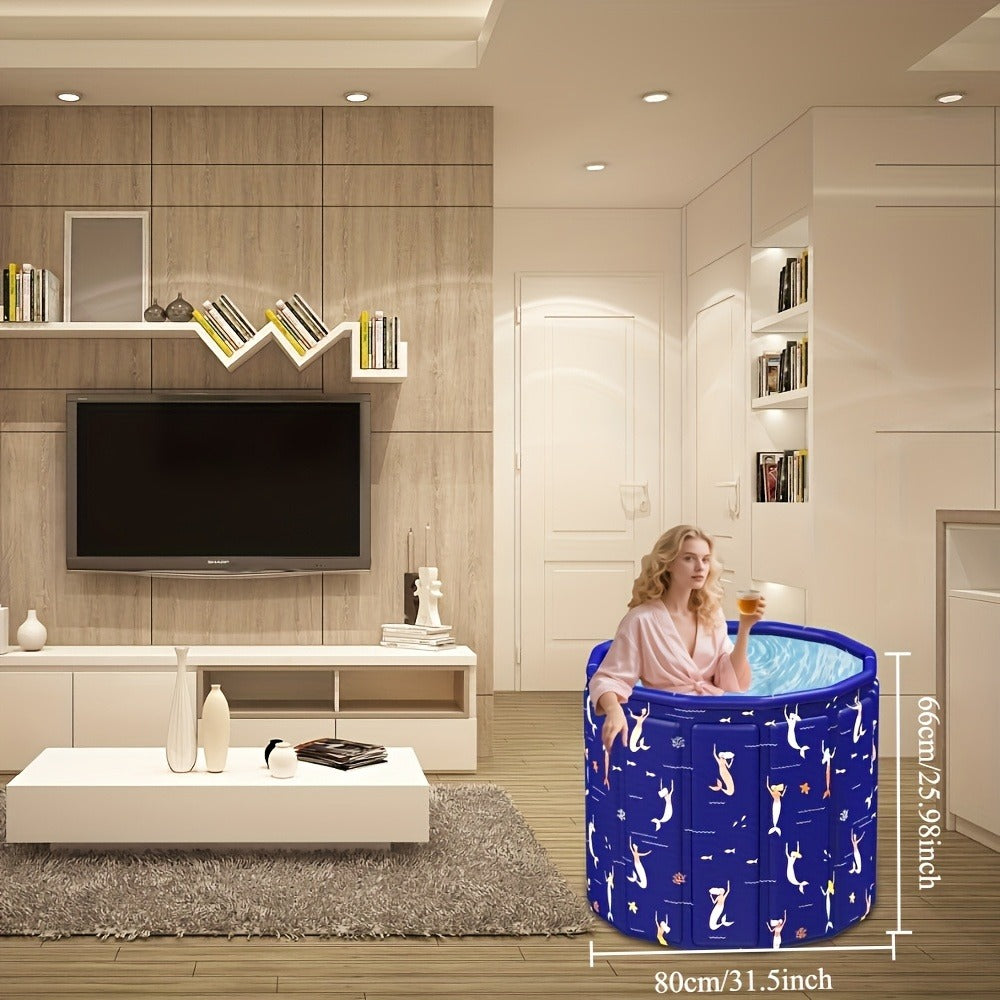 Foldable Bathtub 130 Gallon XL Deep Soak Tub for Adults – Ice Bath & Hot Spa, Indoor Outdoor, One-Piece Fold-Flat Design 31.5"x31.5"x26"