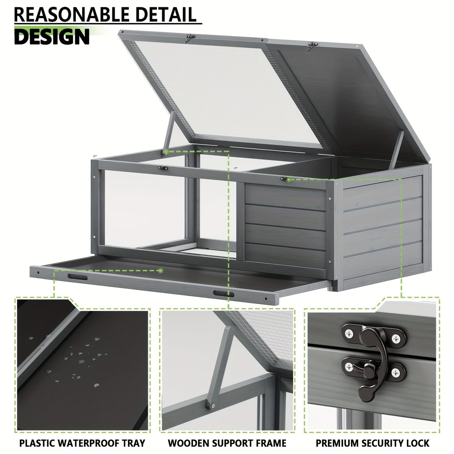 Large Tortoise Habitat Turtle Cage Enclosure with Detachable Legs Removable Roof Ramp Lamp Holder Indoor Outdoor