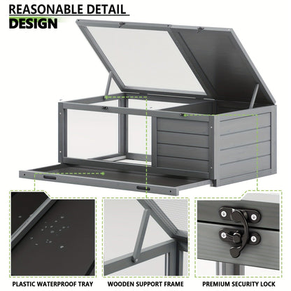 Large Tortoise Habitat Turtle Cage Enclosure with Detachable Legs Removable Roof Ramp Lamp Holder Indoor Outdoor