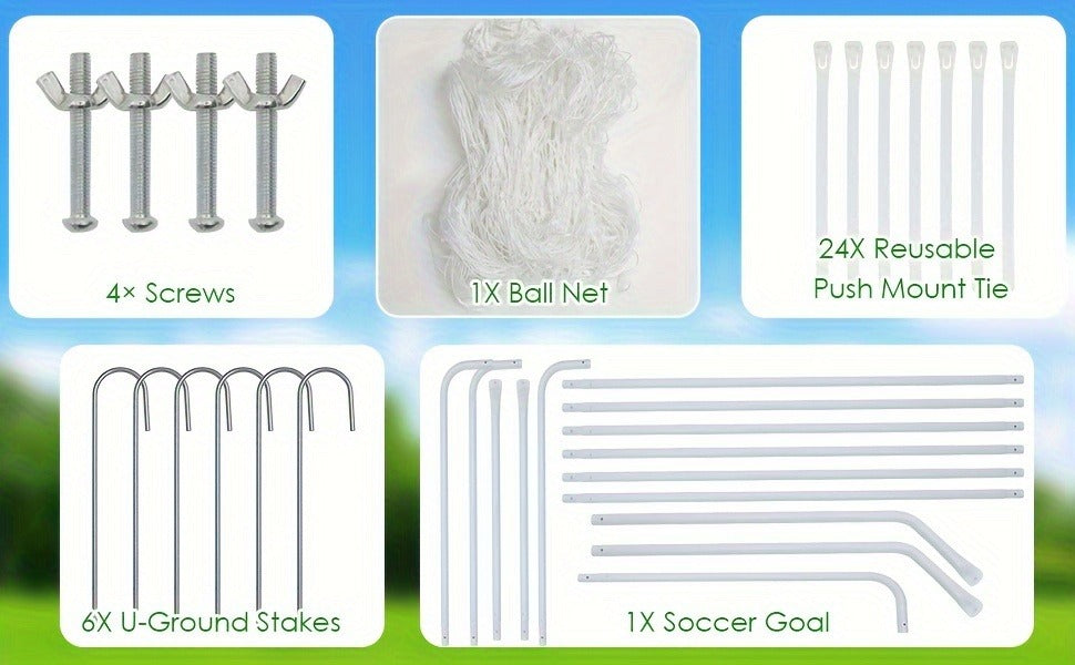 Portable Soccer Goal 12x6 FT with Heavy Duty Steel Frame Net & Ground Stakes for Backyard Home School Practice