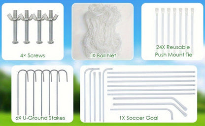 Portable Soccer Goal 12x6 FT with Heavy Duty Steel Frame Net & Ground Stakes for Backyard Home School Practice