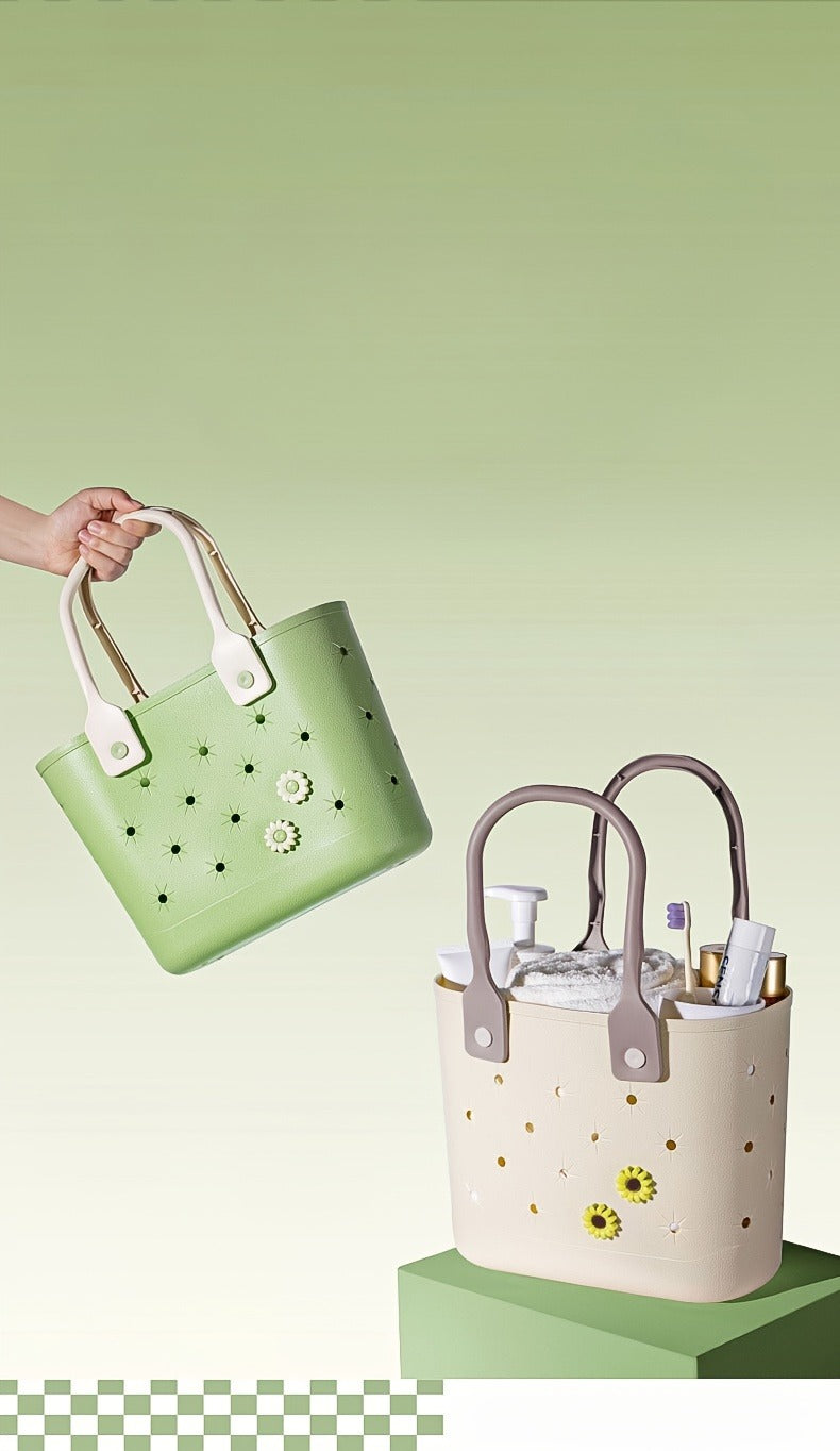 Portable Drain Storage Basket with Plastic Frame and Soft Bottom in Three Color Options for Home or Travel