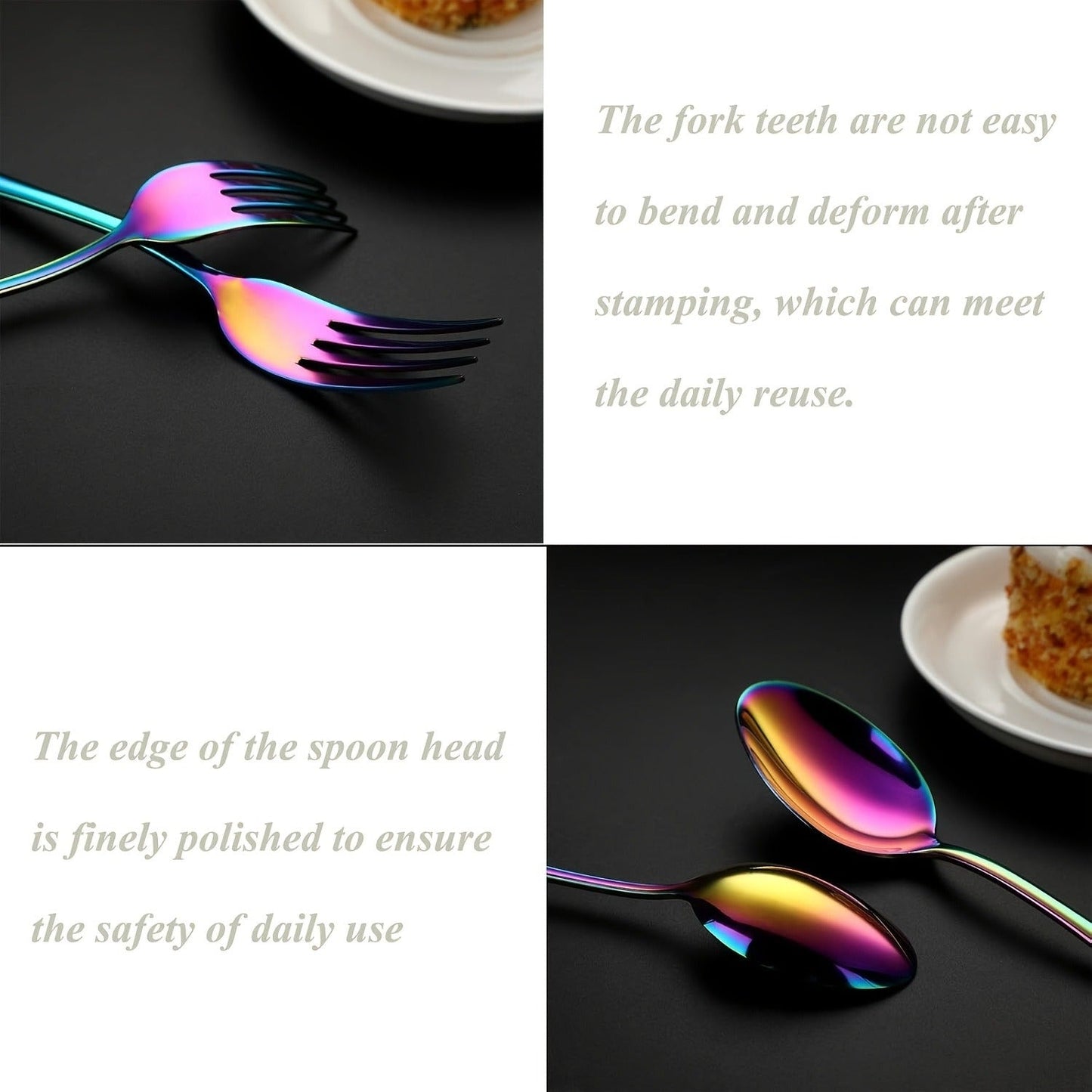 60-Piece Rainbow Flatware Set with Five Utensil Forms in Twelve-Piece Rows for Complete Table Settings