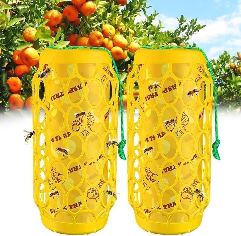 Wasp Trap Outdoor Hanging Reusable Yellow Jacket Trap Carpenter Bee Hornet Catcher with Sticky Bait Killer for Garden Patio Outside