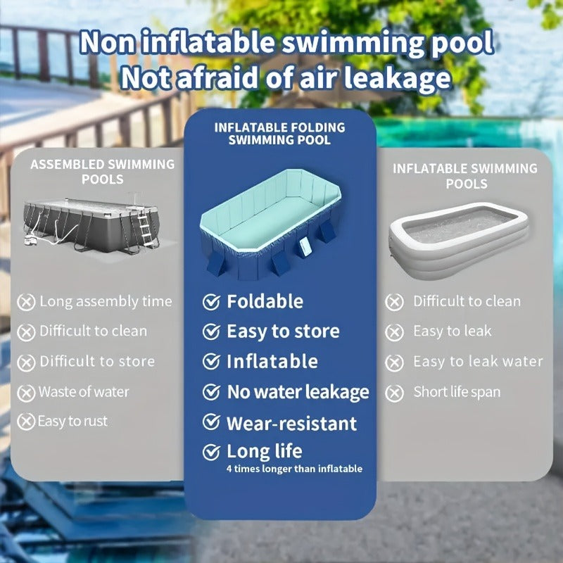 Inflatable Swimming Pool for Adults & Family – 102" Large Backyard Above Ground Pool