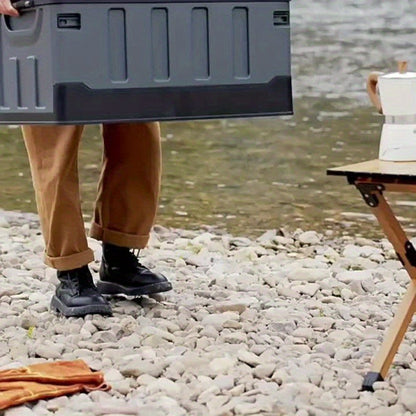 Camping Storage Box Chair with Folding 23.43-Inch Base, Raised Backrest and Five Color or Liner Options