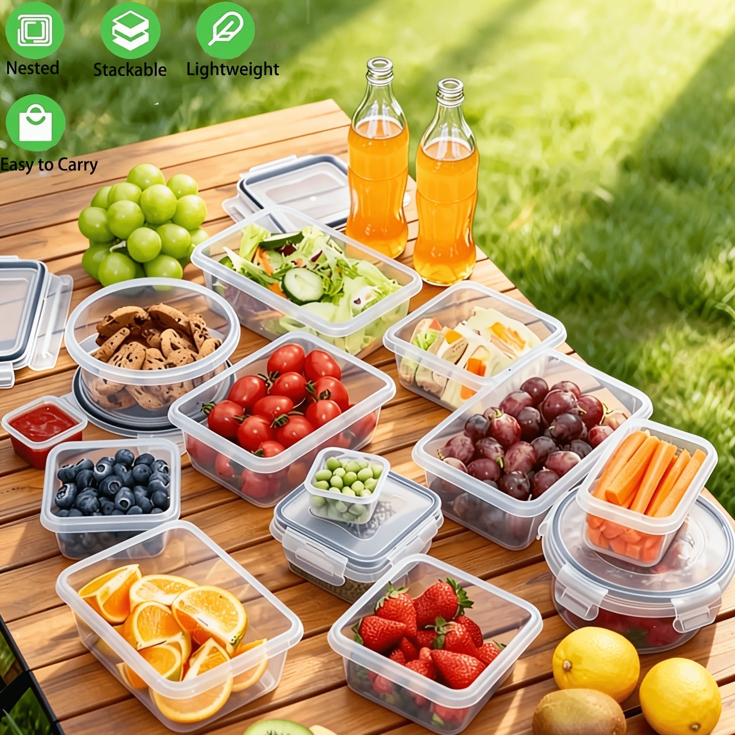 Food Storage Container Set with 12, 20 or 24 Clear Boxes, Locking Lids and Microwave, Dishwasher and Freezer Use