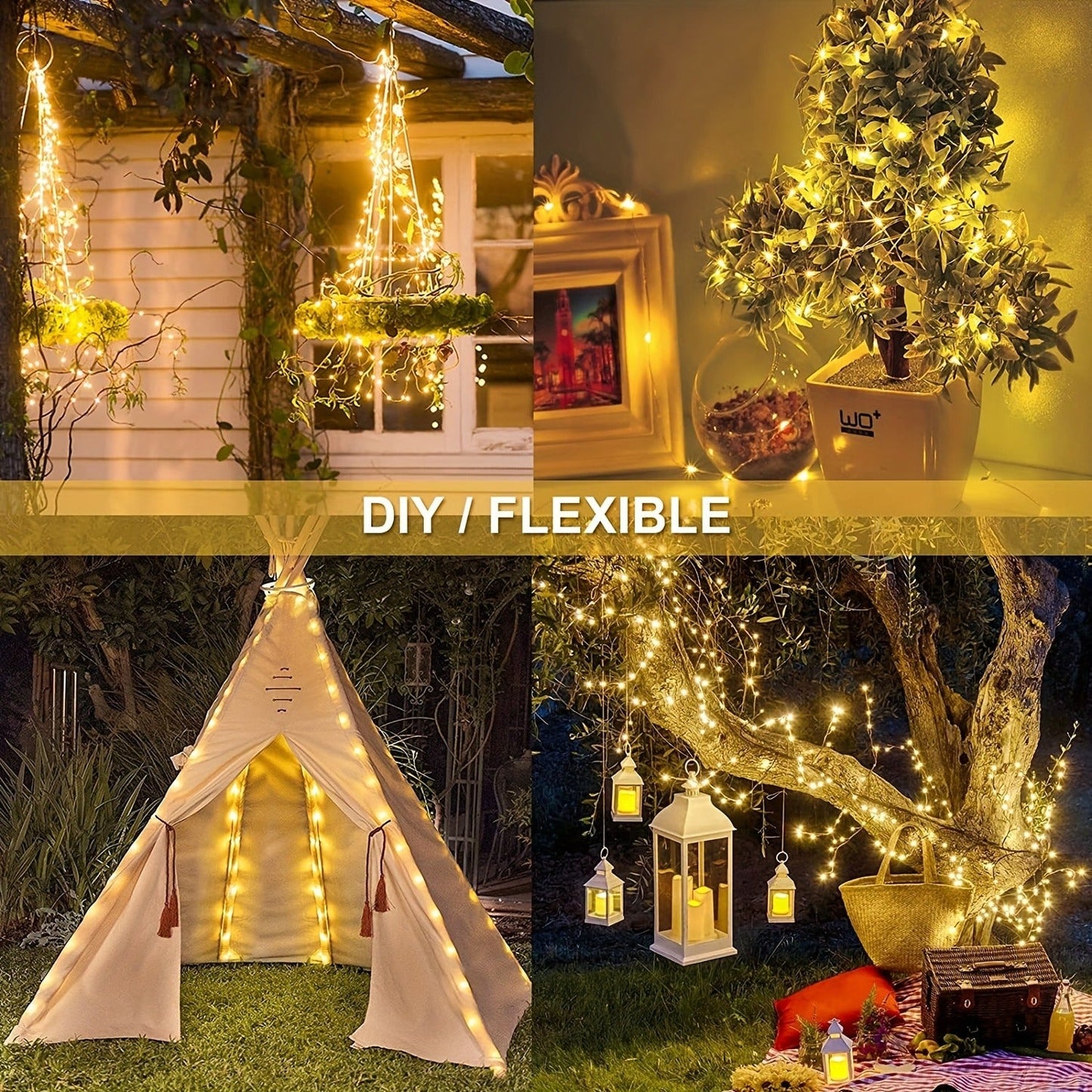 Solar String Lights Outdoor 2 Pack 104Ft 300LED IP65 Waterproof 8 Modes Fairy Lights for Garden Yard Patio Tree Christmas Wedding Party Decor