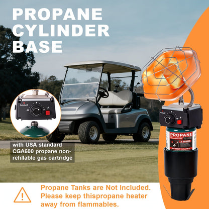 Golf Cart Heater 8520 BTU Portable Propane Catalytic Burner with Cup Holder Mount, Pulse Ignition