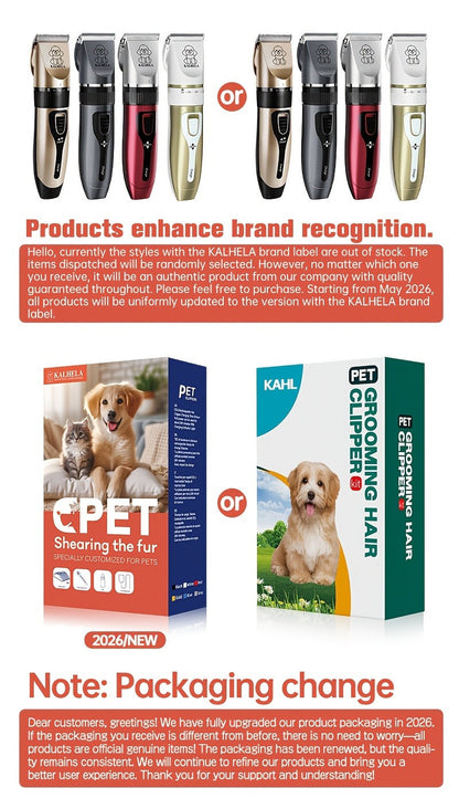 Pet Hair Clipper, USB-Rechargeable Cordless Trimmer with Adjustable Comb and Four Package Options