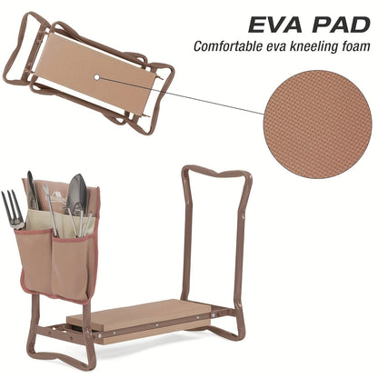 Garden Kneeler and Seat – Foldable Bench with EVA Pad & Tool Pouches