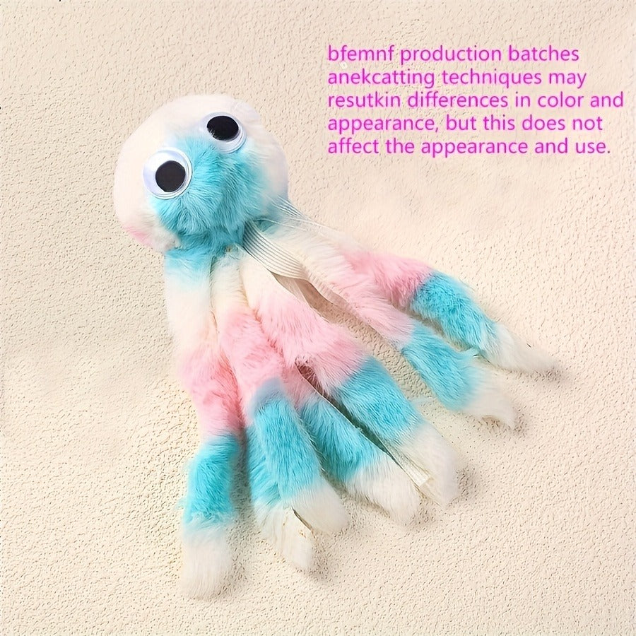 Cat Toy Octopus Plush 5-Pack in Random Colors with Long Tentacles and Teaser-Wand Hanging Loops