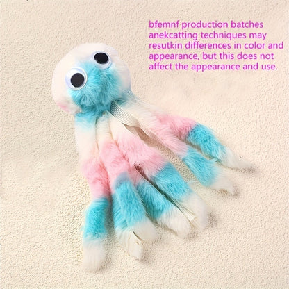 Cat Toy Octopus Plush 5-Pack in Random Colors with Long Tentacles and Teaser-Wand Hanging Loops