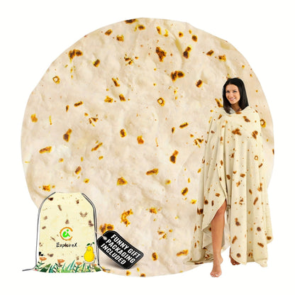 Round Tortilla Print Throw Blanket with Two-Sided Artwork and Five Diameter Options from 33.5 to 80 Inches
